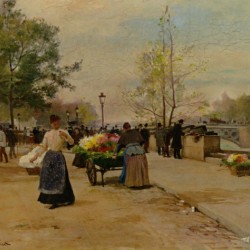 Flower sellers near bridge